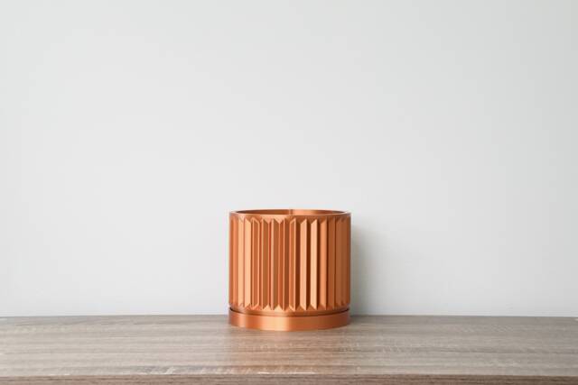 "Classical Planter With Drainage & Saucer in Copper, Unique 3D-Printed Plant Pot, Small To Large Sizes 4"" 5"" 6"" 7"" 8" - image 1