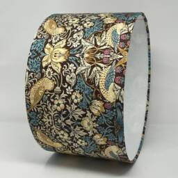 William Morris Strawberry Thief Drum Lampshade - Brown/Teal Small Design - thumbnail 2