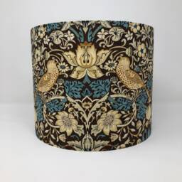 William Morris Strawberry Thief Drum Lampshade - Brown/Teal Small Design - thumbnail 3