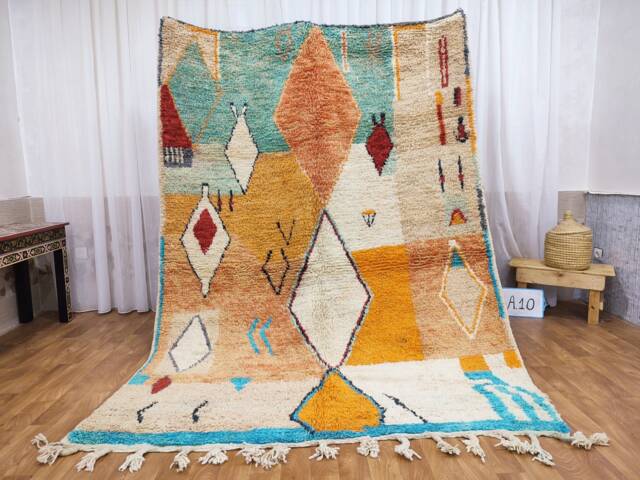 Colorful Boujaad Wool Rug, Handmade Moroccan Berber Carpet, Bohemian Style - image 1
