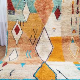 Colorful Boujaad Wool Rug, Handmade Moroccan Berber Carpet, Bohemian Style - thumbnail 3