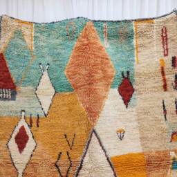 Colorful Boujaad Wool Rug, Handmade Moroccan Berber Carpet, Bohemian Style - thumbnail 2