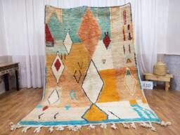 Colorful Boujaad Wool Rug, Handmade Moroccan Berber Carpet, Bohemian Style - thumbnail 1