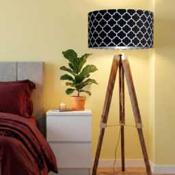 Handmade By Order Luxury Black White Moroccan Pattern On Velvet Drum Lamp Shade Pendant Light All Shapes & Sizes Available - thumbnail 2