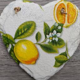 Lemon Orange Slate Heart Plaque Italian Fruit Wall Hanging - 15cm - thumbnail 3