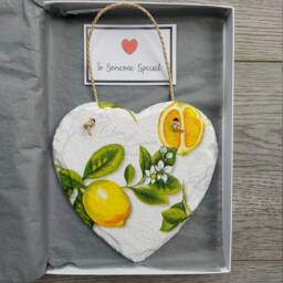 Lemon Orange Slate Heart Plaque Italian Fruit Wall Hanging - 15cm - thumbnail 2
