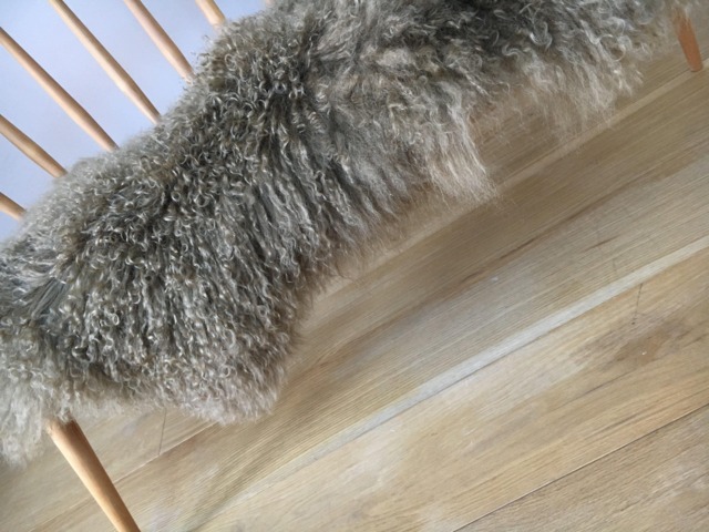 Taupe Mongolian Tibetan Sheepskin Hygge Bed Cover, Chair Neutral - image 1
