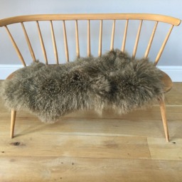 Taupe Mongolian Tibetan Sheepskin Hygge Bed Cover, Chair Neutral - thumbnail 2