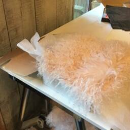 Taupe Mongolian Tibetan Sheepskin Hygge Bed Cover, Chair Neutral - thumbnail 4