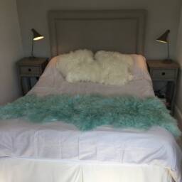 Taupe Mongolian Tibetan Sheepskin Hygge Bed Cover, Chair Neutral - thumbnail 3
