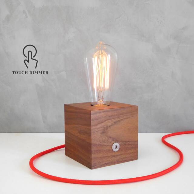 Handmade Walnut Edison Table Lamp Rustic Touch Dimmer Small Wood Lamp For Nightstand - image 1