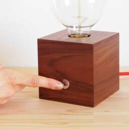 Handmade Walnut Edison Table Lamp Rustic Touch Dimmer Small Wood Lamp For Nightstand - thumbnail 3