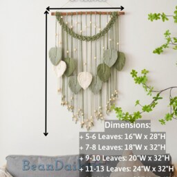 Macrame Wall Hanging, Boho Fall Decor, Leaves Art, Bedroom Scandinavian Home, Nursery Tapestry, Mother Day Gift L22 - thumbnail 3