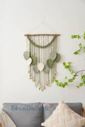 Macrame Wall Hanging, Boho Fall Decor, Leaves Art, Bedroom Scandinavian Home, Nursery Tapestry, Mother Day Gift L22 - thumbnail 1