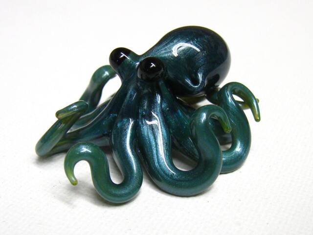 Small Glass Octopus Pendant Blue Mercury - image 1