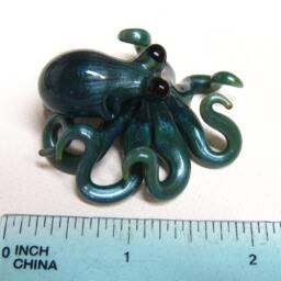 Small Glass Octopus Pendant Blue Mercury - thumbnail 2
