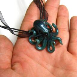Small Glass Octopus Pendant Blue Mercury - thumbnail 3