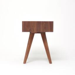 Mid Century Modern Solid Walnut Nightstand With Brass Front & Drawer, Midcentury Bedside Table - thumbnail 4