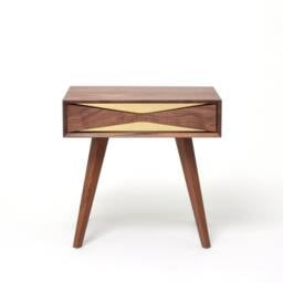 Mid Century Modern Solid Walnut Nightstand With Brass Front & Drawer, Midcentury Bedside Table - thumbnail 2