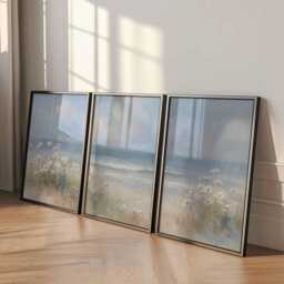 Coastal Daisies Poster Set Of 3 Soft Beach Wall Art Print - thumbnail 3