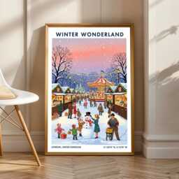 London Holiday Market Print - Snowman Poster Winter Wall Art Vintage Christmas Festive Gift - thumbnail 1