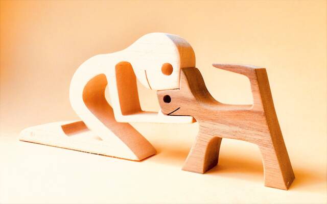 A Man & A Cat, Version 2 Original Wood Sculpture 2.5D - image 1