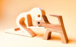 A Man & A Cat, Version 2 Original Wood Sculpture 2.5D