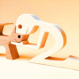 A Man & A Cat, Version 2 Original Wood Sculpture 2.5D - thumbnail 3