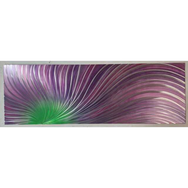 Modern Abstract Metal Wall Art, 3D Sculpture, Silver Pink Purple Green, Indoor Outdoor - image 1