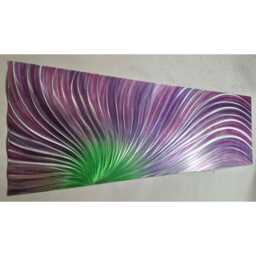 Modern Abstract Metal Wall Art, 3D Sculpture, Silver Pink Purple Green, Indoor Outdoor - thumbnail 2