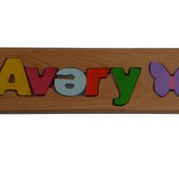 Personalized Name Puzzle, Custom Wooden Letter Gift, Newborn Free Engraving Message, Avery - thumbnail 2
