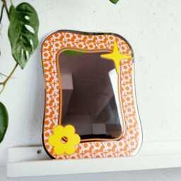 Groovy Pattern Square Blob Mirror - Orange & Pink - thumbnail 3