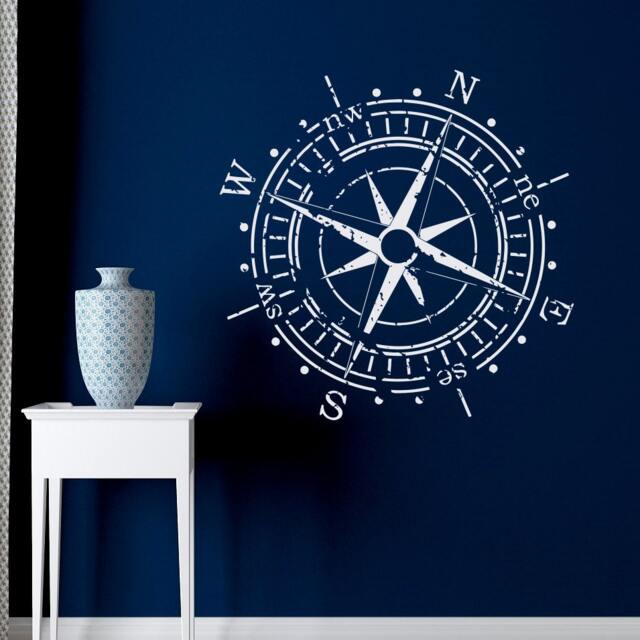 Nautical Compass Rose Vinyl Wall Decal North South East West C120 - image 1
