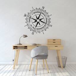 Nautical Compass Rose Vinyl Wall Decal North South East West C120 - thumbnail 2