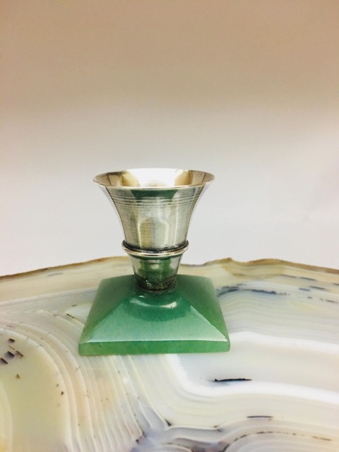 Hand Carved Green Aventurine Candle Holder, Gemstone Crystal Tealight Stand - image 1
