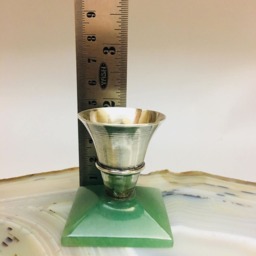 Hand Carved Green Aventurine Candle Holder, Gemstone Crystal Tealight Stand - thumbnail 2