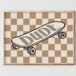 Personalised Gallery Wall Set Of 6 Prints, Sage Green & Beige Toddler Boy Nursery Bedroom Boyhood, Skateboard, Cool Prints - thumbnail 3