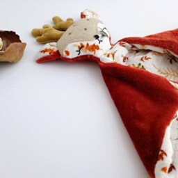 Reindeer Baby Comforter, Deer Security Blanket, Double Gauze Cotton & Minky Lovey, Woodland Nursery - thumbnail 3