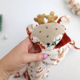 Reindeer Baby Comforter, Deer Security Blanket, Double Gauze Cotton & Minky Lovey, Woodland Nursery - thumbnail 4