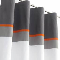 Mid Century Black White Orange Curtains Panels With Lining, Modern Curtains, Made To Measure Minimalist Window Drapes - thumbnail 3