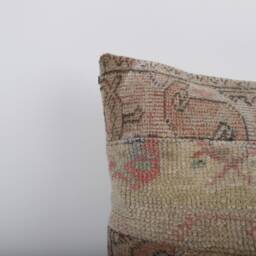 Vintage Turkish Kilim Pillow Cover Handwoven Wool Rug Cushion - 16x16 - thumbnail 3