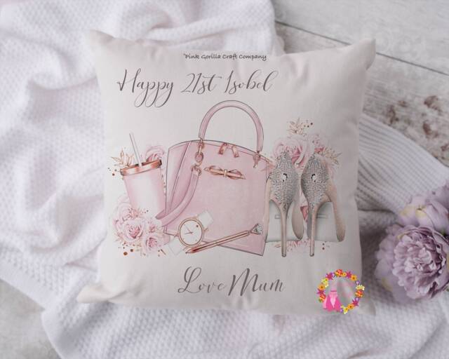 Birthday Cushion, 18Th 21st Cushion, Gift, Gift, Handbag & Shoes, Gift For Her, Gift Her - image 1