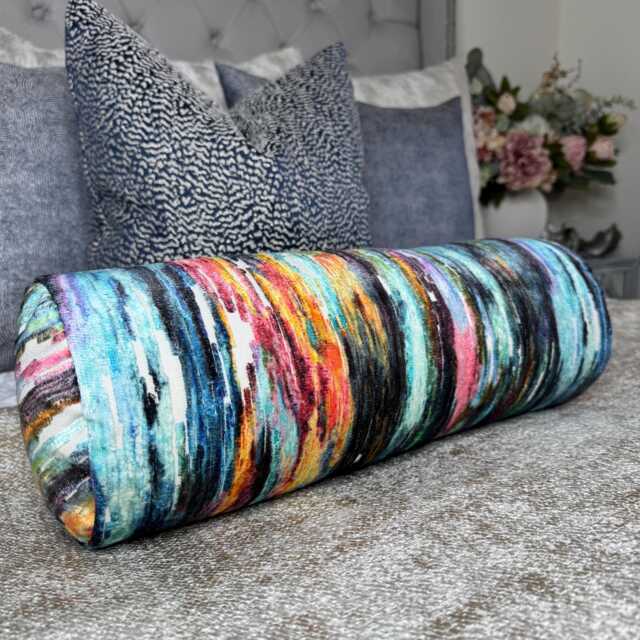 "Velvet Bolster Cushion - 16""x6" - image 1