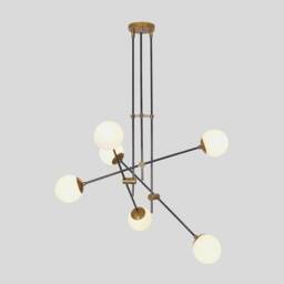 Handmade Brass Globe Chandelier, Modern Pendant Light, Mid Century Statement Lamp For Dining Room - thumbnail 3