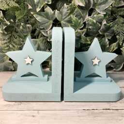 Wooden Star Bookends - Nursery Kids Bedroom Decor Custom Painted Shelf - thumbnail 2