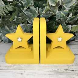 Wooden Star Bookends - Nursery Kids Bedroom Decor Custom Painted Shelf - thumbnail 3