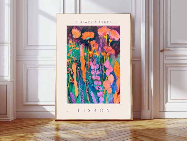 Botanical Flower Market Art Print, Market, Floral Wall Decor, Art, Lisbon - image 1
