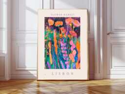 Botanical Flower Market Art Print, Market, Floral Wall Decor, Art, Lisbon - thumbnail 1
