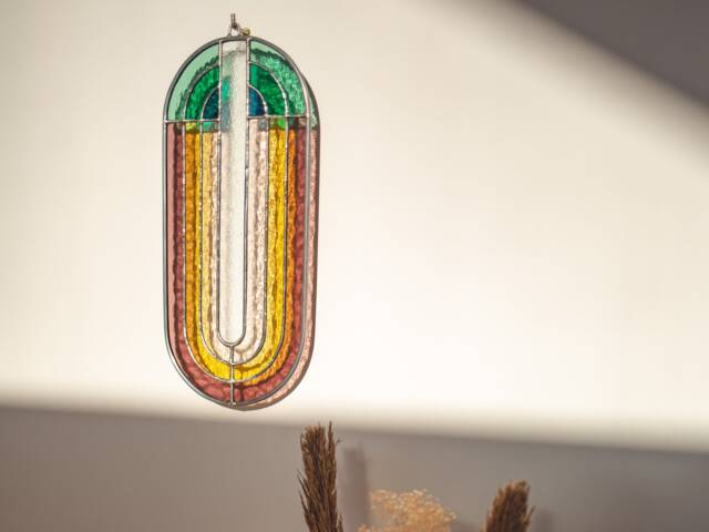 Art Deco Stained Glass Suncatcher Scandinavian Wall Decor - image 1
