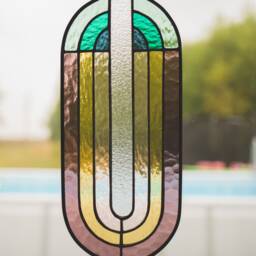 Art Deco Stained Glass Suncatcher Scandinavian Wall Decor - thumbnail 4
